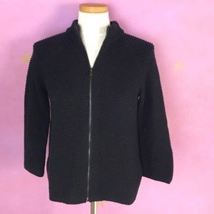 TALBOTS CHUNKY BLACK ZIPPER SWEATER SIZE SMALL